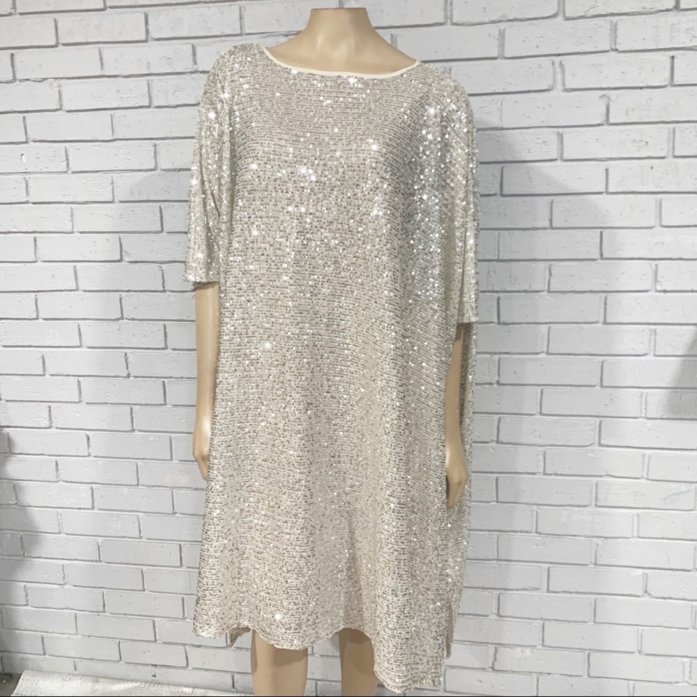 Zara Women’s Sequin Knit Ecru‎ Cape - Picture 9 of 10